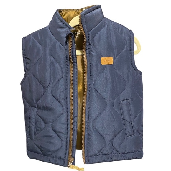 Weatherproof Vintage Navy and Tan Quilted Vest with Gold Zipper NWT 18 months - Picture 1 of 9